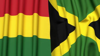 Gerçekçi kumaş dokusuna sahip BOLIVIA ve JAMAICA bayrakları