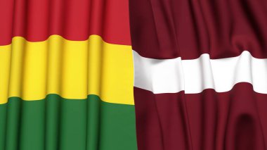 Gerçek kumaş dokusuna sahip BOLIVIA ve LATVIA bayrakları