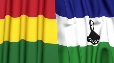 Gerçek kumaş dokusuna sahip BOLIVIA ve LESOTHO bayrakları