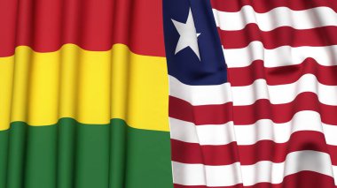 Gerçekçi kumaş dokusuna sahip BOLIVIA ve LIBERIA bayrakları