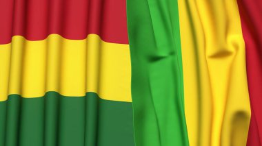 Gerçek kumaş dokusuna sahip BOLIVIA ve MALI bayrakları