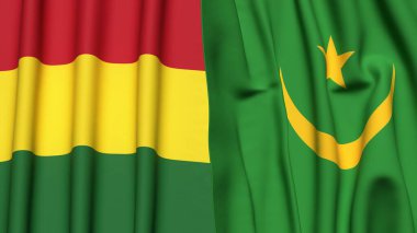 Gerçekçi kumaş dokusuna sahip BOLIVIA ve MAURITANIA bayrakları