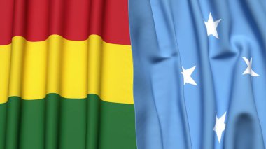 Gerçekçi kumaş dokusuna sahip BOLIVIA ve MICRONEZYA bayrakları