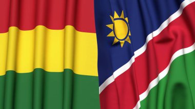 Gerçek kumaş dokusuna sahip BOLIVIA ve NAMIBIA bayrakları