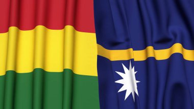 Gerçek kumaş dokusuna sahip BOLIVIA ve NAURU bayrakları