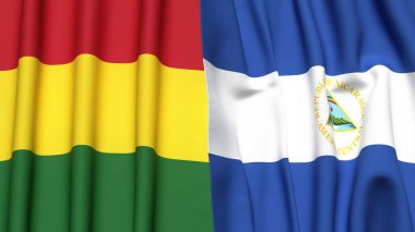Gerçekçi kumaş dokusuna sahip BOLIVIA ve NICARAGUA bayrakları