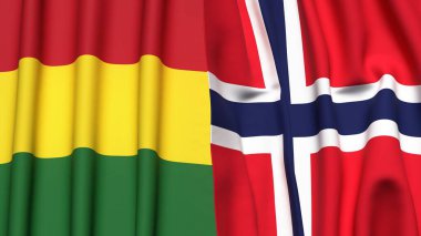 Gerçekçi kumaş dokusuna sahip BOLIVIA ve NORway bayrakları