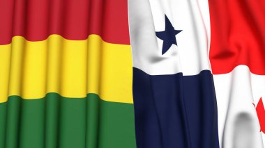 Gerçek kumaş dokusuna sahip BOLIVIA ve Panama bayrakları