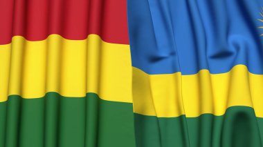 BOLIVIA ve Rwanda bayrakları gerçekçi kumaş dokusuyla