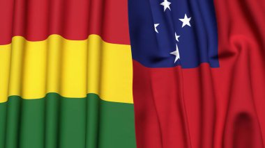 Gerçek kumaş dokusuna sahip BOLIVIA ve SAMOA bayrakları