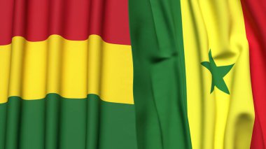 BOLIVIA ve SENEGAL bayrakları gerçekçi kumaş dokusuna sahip