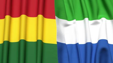 Gerçekçi kumaş dokusuna sahip BOLIVIA ve SIERRA LEONE bayrakları