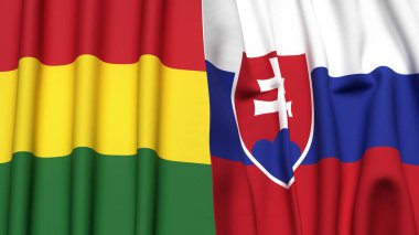 Gerçekçi kumaş dokusuna sahip BOLIVIA ve SLOVAKIA bayrakları