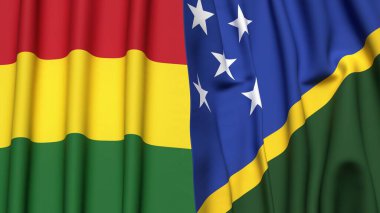 BOLIVIA Bayrakları ve SOLOMON Adaları Gerçekçi kumaş dokusuna sahip
