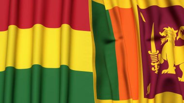 Gerçekçi kumaş dokusuna sahip BOLIVIA ve SRI LANKA bayrakları