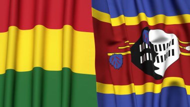 Gerçek kumaş dokusuna sahip BOLIVIA ve SWAZILAND bayrakları