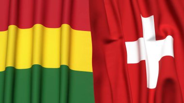 Gerçek kumaş dokusuna sahip BOLIVIA ve SWitness ZERLAND bayrakları