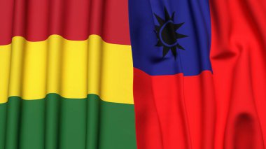 Gerçek kumaş dokusuna sahip BOLIVIA ve Tayvan bayrakları