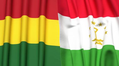 Gerçekçi kumaş dokusuna sahip BOLIVIA ve TAJIKISTAN bayrakları