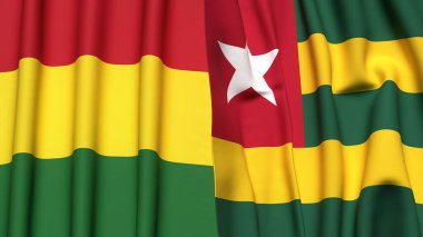 Gerçek kumaş dokusuna sahip BOLIVIA ve TOGO bayrakları
