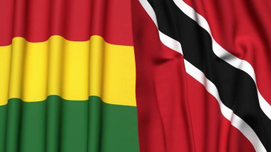 Gerçekçi kumaş dokusuna sahip BOLIVIA ve TRINIDAD bayrakları