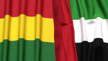 Gerçek kumaş dokusuna sahip BOLIVIA ve BAE bayrakları