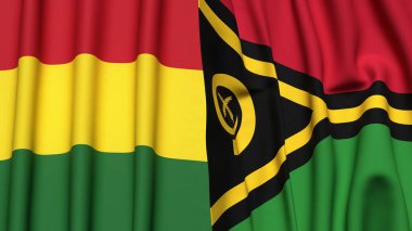 Gerçek kumaş dokusuna sahip BOLIVIA ve VANUATU bayrakları