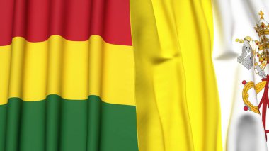 Gerçek kumaş dokusuna sahip BOLIVIA ve VATICAN bayrakları