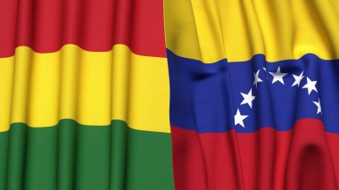 Gerçek kumaş dokusuna sahip BOLIVIA ve Venezuela bayrakları