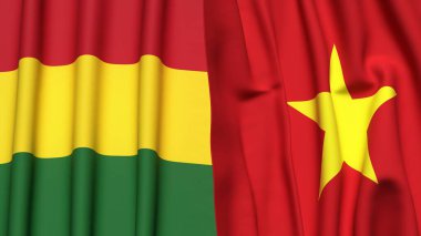 Gerçekçi kumaş dokusuna sahip BOLIVIA ve VİETNAM bayrakları