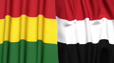 BOLIVIA ve YEMEN bayrakları gerçekçi kumaş dokusuna sahip