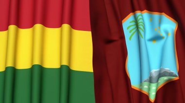 Gerçek kumaş dokusuna sahip BOLIVIA ve Batı Hint Adaları bayrakları