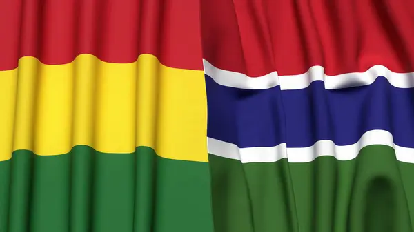 Gerçek kumaş dokusuna sahip BOLIVIA ve GAMBIA bayrakları