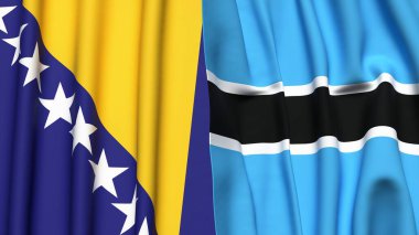 BOSNIA ve BOTSwanA bayrakları gerçekçi kumaş dokusuyla
