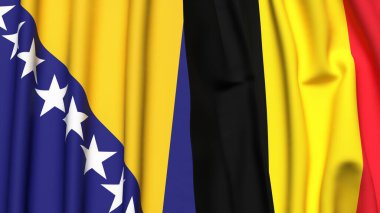 BOSNIA ve Çad bayrakları gerçekçi kumaş dokusuyla