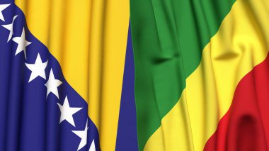 BOSNIA ve CONGO R bayrakları gerçekçi kumaş dokusuna sahip