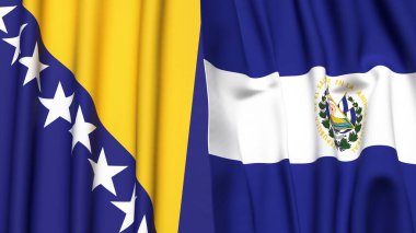 Gerçek kumaş dokusuna sahip BOSNIA ve EL SALVADOR bayrakları