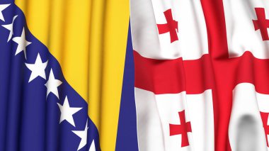 Gerçek kumaş dokusuna sahip BOSNIA ve GEORGIA bayrakları