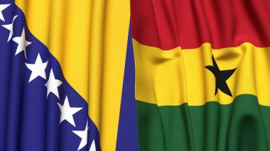 BOSNIA ve GHANA bayrakları gerçekçi kumaş dokusuyla