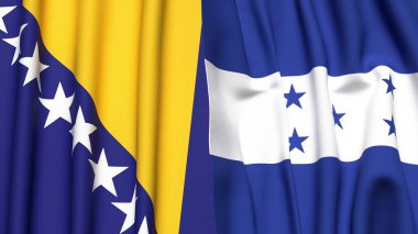Gerçekçi kumaş dokusuna sahip BOSNIA ve HONDURAS bayrakları
