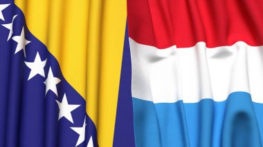Gerçekçi kumaş desenli BOSNIA ve LUXEMBOURG bayrakları