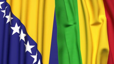 BOSNIA ve MALI bayrakları gerçekçi kumaş dokusuyla