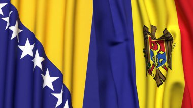 Gerçekçi kumaş dokusuna sahip BOSNIA ve MOLDOVA bayrakları