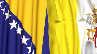 BOSNIA ve VATICAN bayrakları gerçekçi kumaş dokusuna sahip