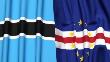 BOTSWAN ve CAPE VERDE bayrakları gerçekçi kumaş dokusuyla