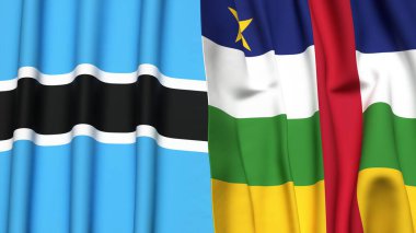 BOTSWAN ve Orta Afrika Cumhuriyeti bayrakları gerçekçi kumaş dokusuyla