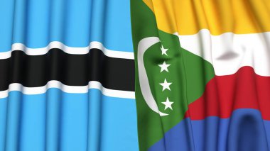 BOTSwana bayrakları ve gerçekçi kumaş desenli komorolar.