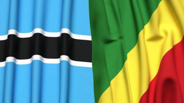 BOTSWAN ve CONGO R bayrakları gerçekçi kumaş dokusuyla