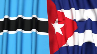 BOTSWAN ve CUBA bayrakları gerçekçi kumaş dokusuyla