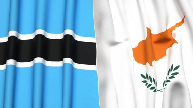 BOTSwana ve CYPRUSS bayrakları gerçekçi kumaş dokusuyla